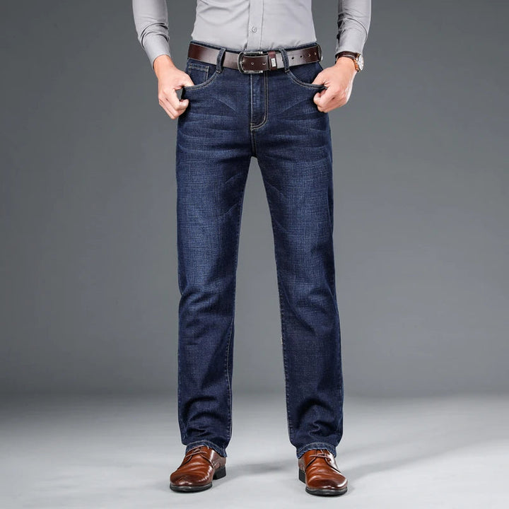 Men's Premium Cotton Stretch Denim Jeans | Classic Structured Fit Casual Pants