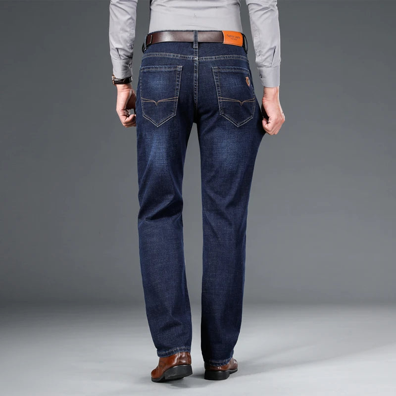 Men's Premium Cotton Stretch Denim Jeans | Classic Structured Fit Casual Pants