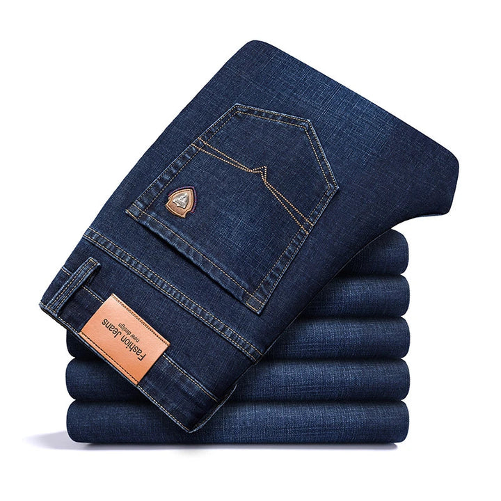 Men's Premium Cotton Stretch Denim Jeans | Classic Structured Fit Casual Pants