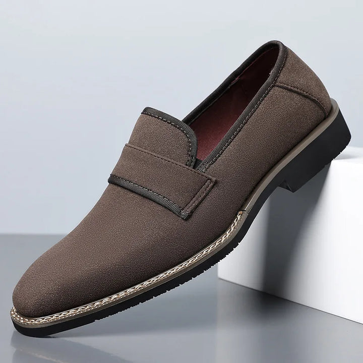Men's leather driving loafers with pointed slip-on shape