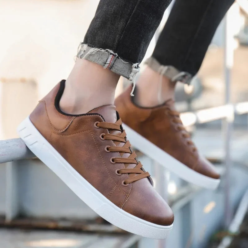 Men's Premium Leather Low-Top Sneakers | Sleek All-Day Comfort Design 1