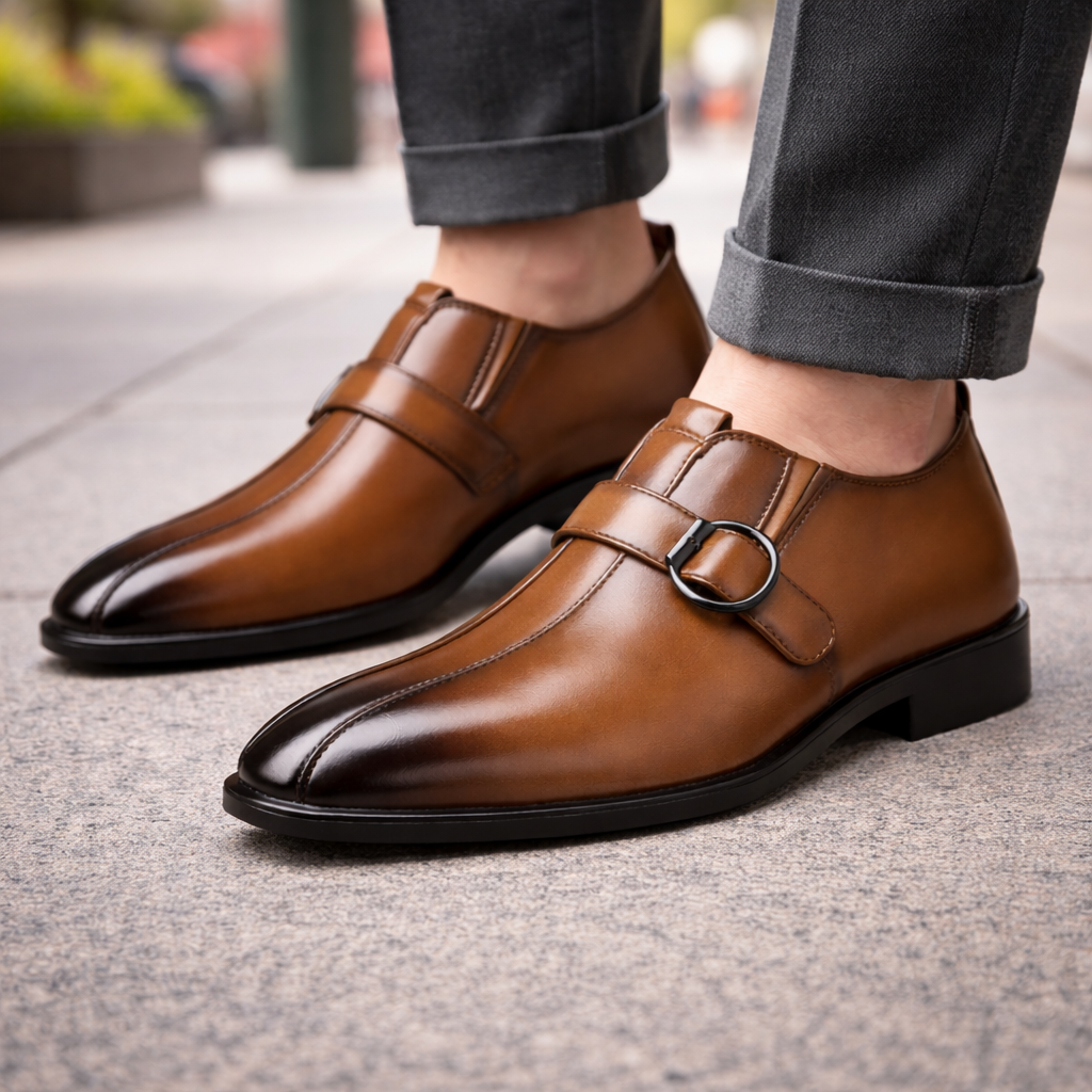 Men's Premium Leather Monk Strap Shoes | Refined All-Day Comfort Fit 3