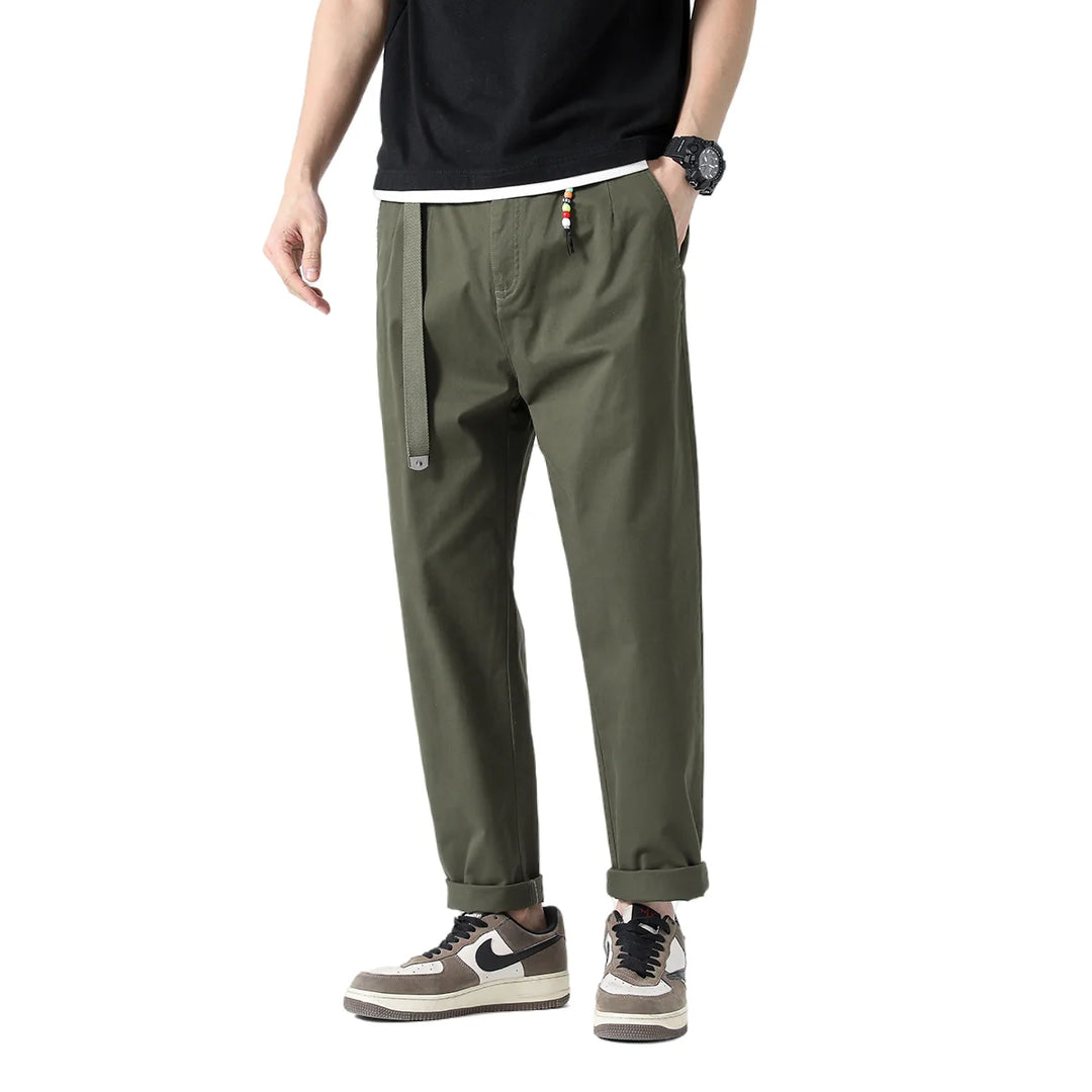 Men's Pure Cotton Chino Pants | Lightweight Breathable Casual Essential 0