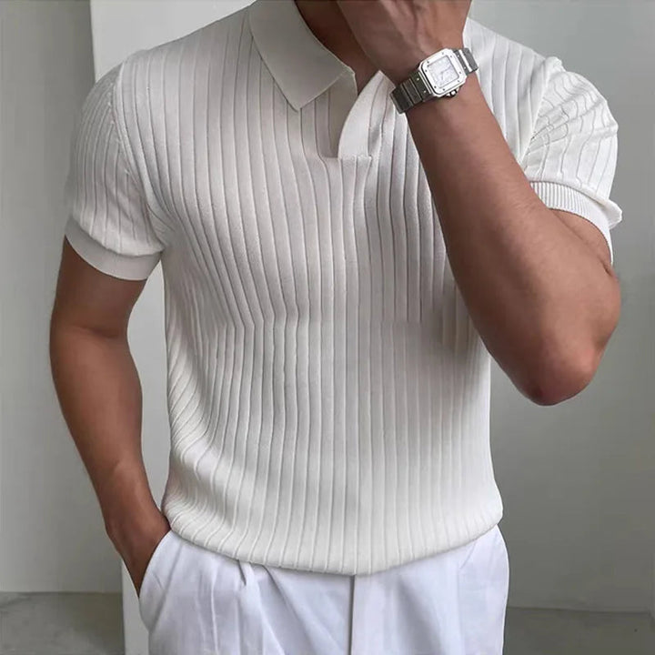 Men's Ribbed Knit Polo Shirt | Lightweight Breathable Comfort 3