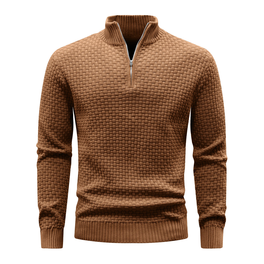 Men's Ribbed Knit Quarter-Zip Sweater | Soft Touch Comfort for Casual Wear
