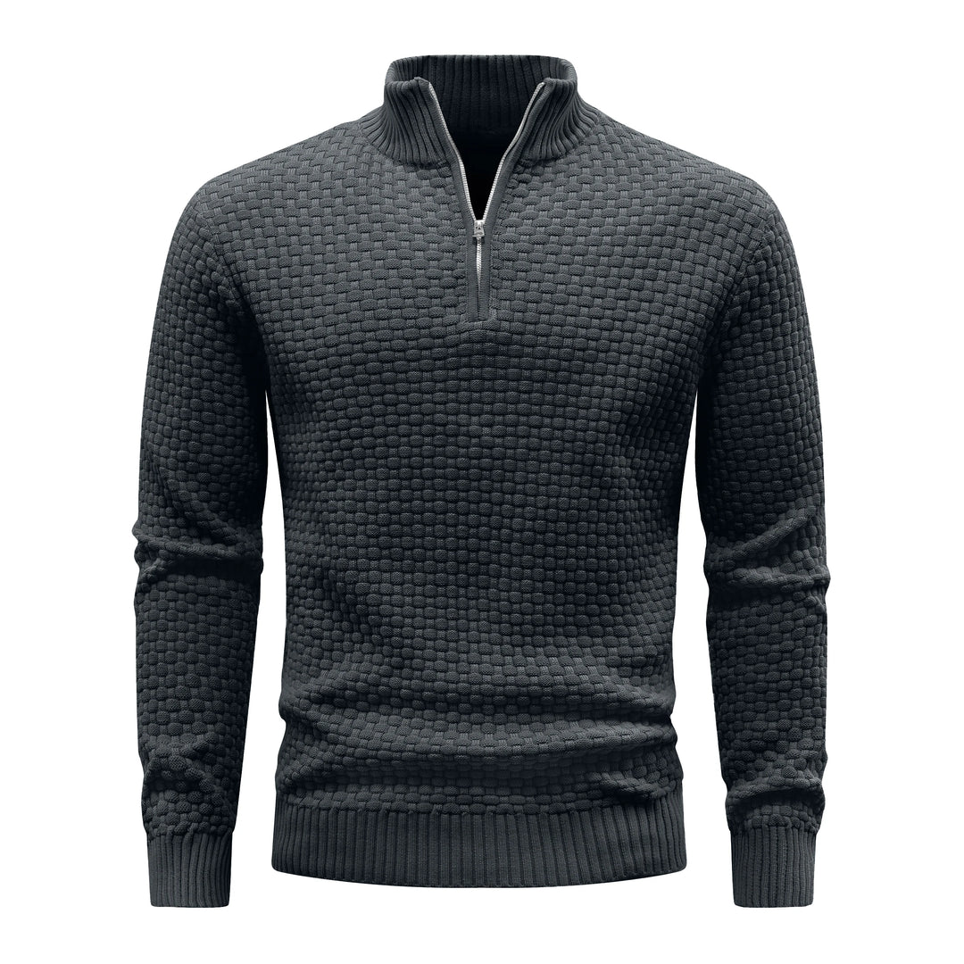 Men's Ribbed Knit Quarter-Zip Sweater | Soft Touch Comfort for Casual Wear