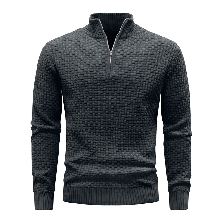 Men's Ribbed Knit Quarter-Zip Sweater | Soft Touch Comfort for Casual Wear
