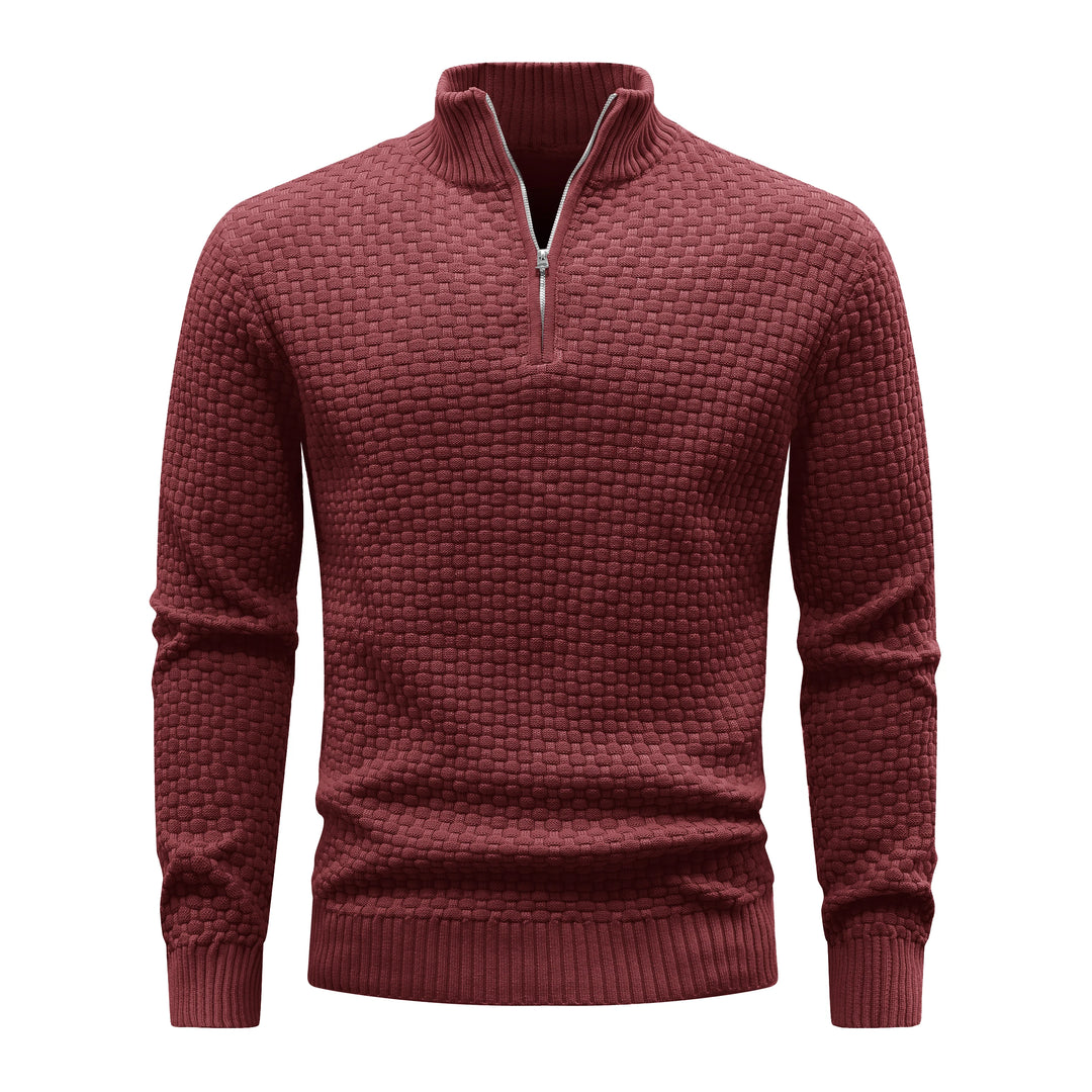 Men's Ribbed Knit Quarter-Zip Sweater | Soft Touch Comfort for Casual Wear