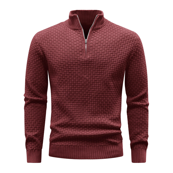 Men's Ribbed Knit Quarter-Zip Sweater | Soft Touch Comfort for Casual Wear