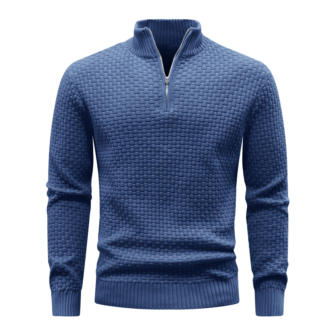 Men's Ribbed Knit Quarter-Zip Sweater | Soft Touch Comfort for Casual Wear