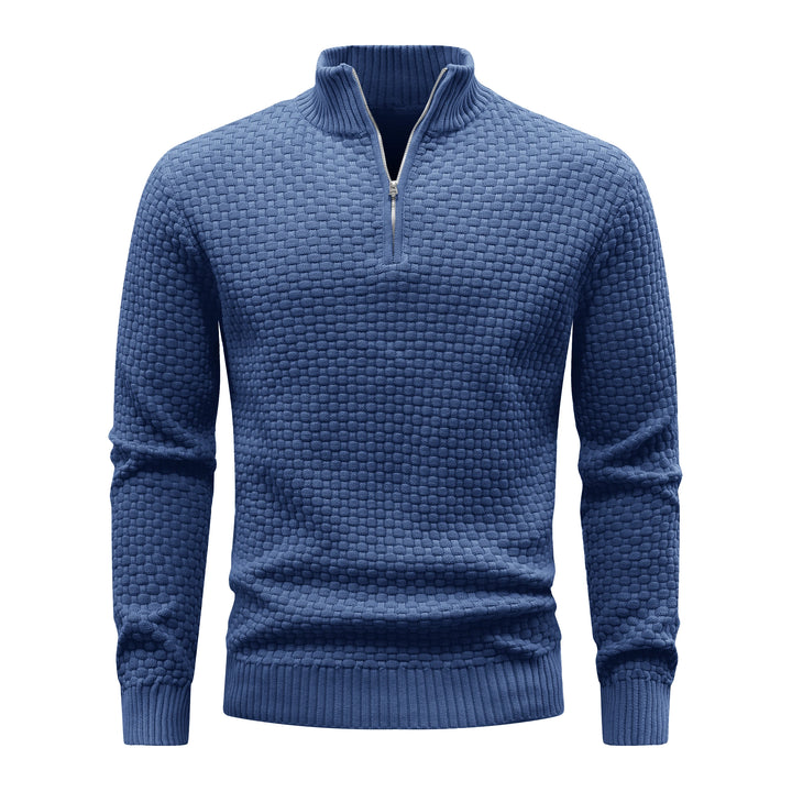 Men's Ribbed Knit Quarter-Zip Sweater | Soft Touch Comfort for Casual Wear