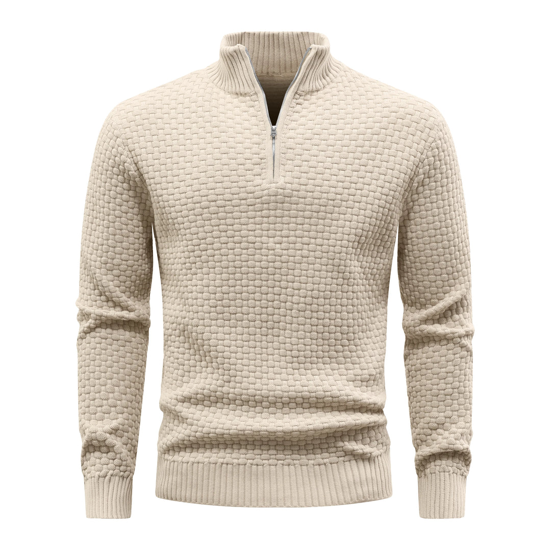 Men's Ribbed Knit Quarter-Zip Sweater | Soft Touch Comfort for Casual Wear