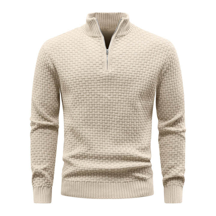 Men's Ribbed Knit Quarter-Zip Sweater | Soft Touch Comfort for Casual Wear
