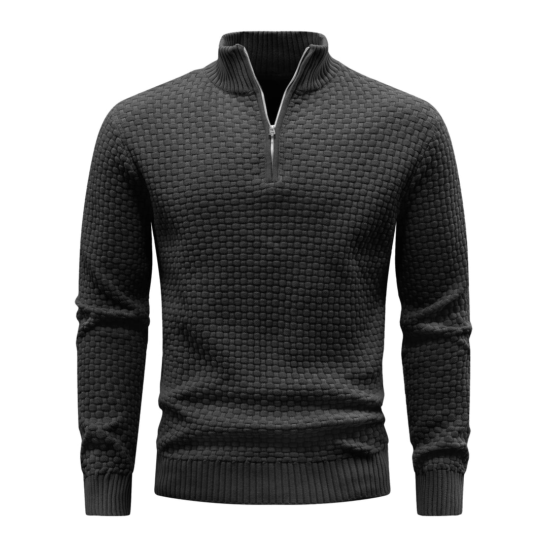 Men's Ribbed Knit Quarter-Zip Sweater | Soft Touch Comfort for Casual Wear