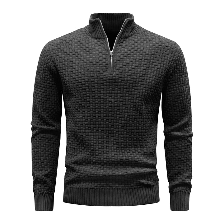 Men's Ribbed Knit Quarter-Zip Sweater | Soft Touch Comfort for Casual Wear