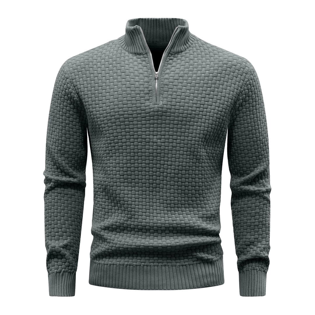 Men's Ribbed Knit Quarter-Zip Sweater | Soft Touch Comfort for Casual Wear