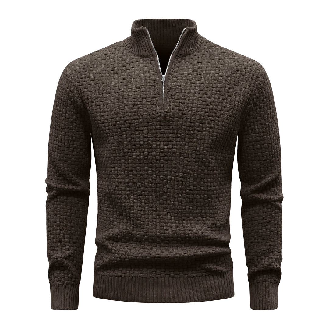 Men's Ribbed Knit Quarter-Zip Sweater | Soft Touch Comfort for Casual Wear