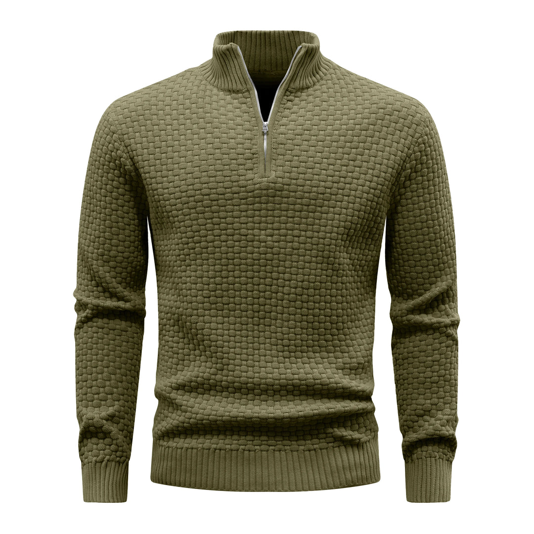 Men's Ribbed Knit Quarter-Zip Sweater | Soft Touch Comfort for Casual Wear