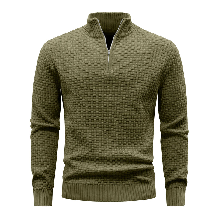 Men's Ribbed Knit Quarter-Zip Sweater | Soft Touch Comfort for Casual Wear
