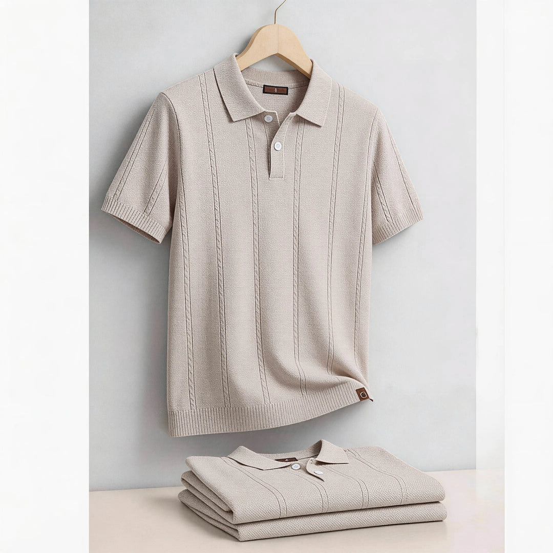 Men's Silk Stripe Polo Shirt | Breathable Casual Summer Top