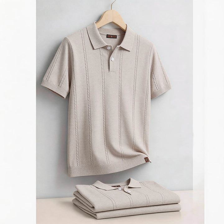Men's Silk Stripe Polo Shirt | Breathable Casual Summer Top