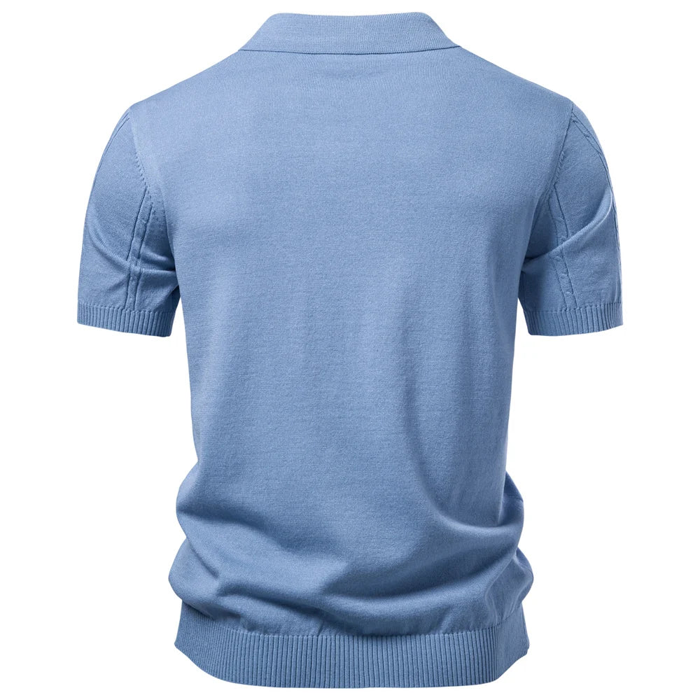 Men's Silk Stripe Polo Shirt | Breathable Casual Summer Top