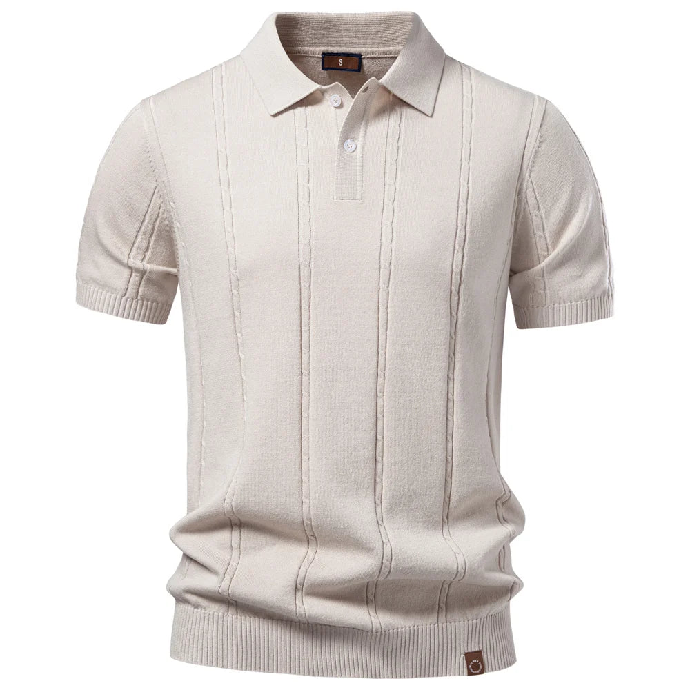 Men's Silk Stripe Polo Shirt | Breathable Casual Summer Top