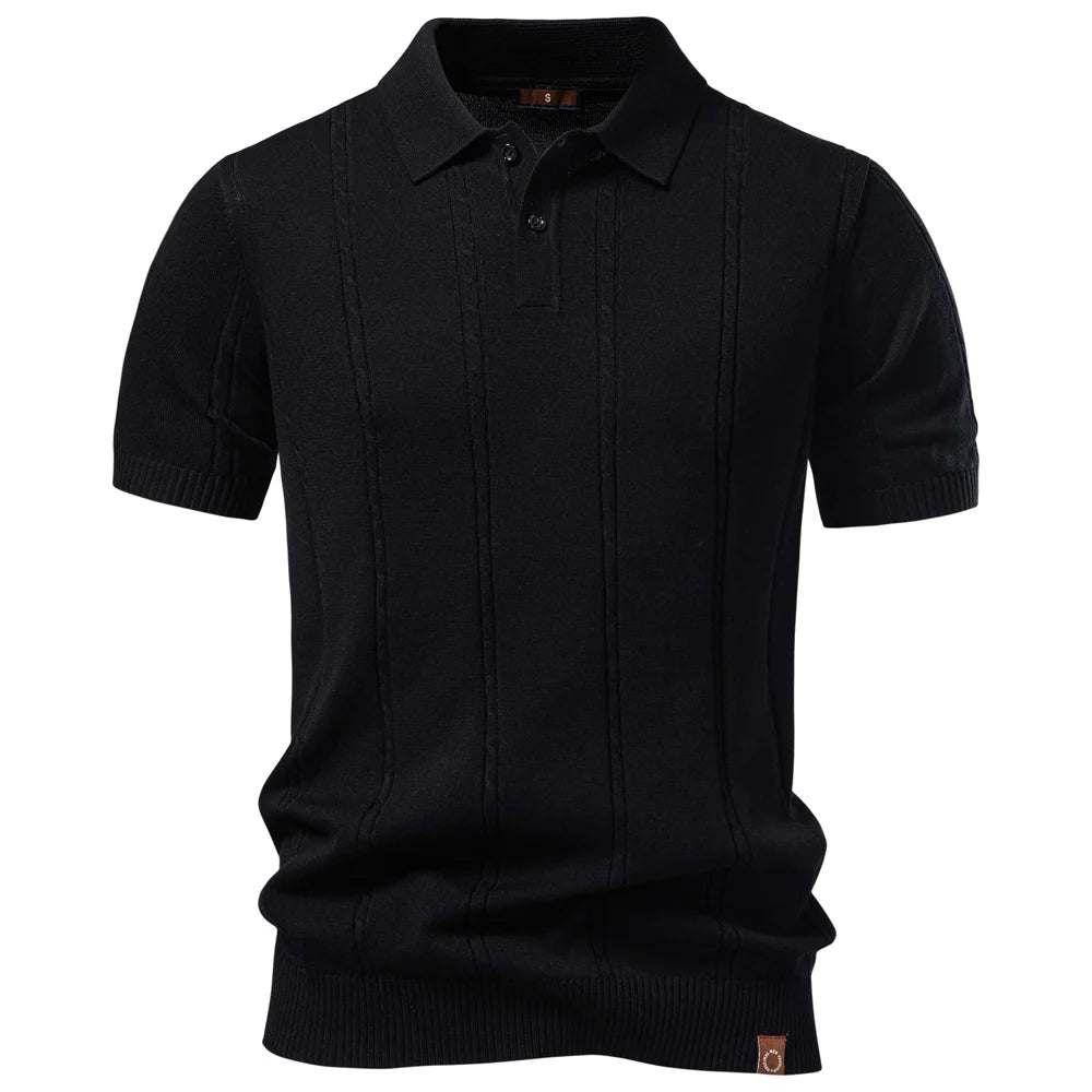 Men's Silk Stripe Polo Shirt | Breathable Casual Summer Top