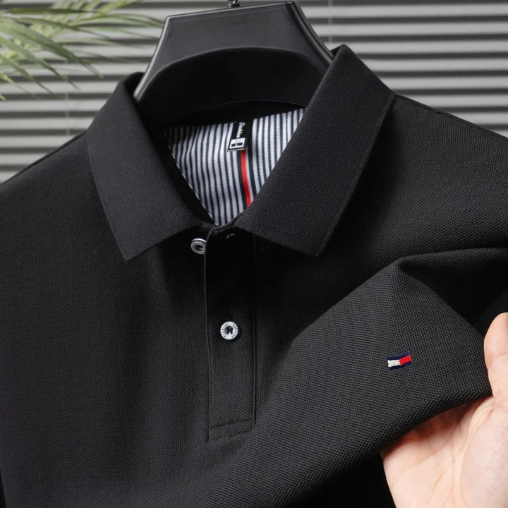 Men's Soft Cotton Long Sleeve Polo Shirt | Refined Breathable Everyday Essential 3