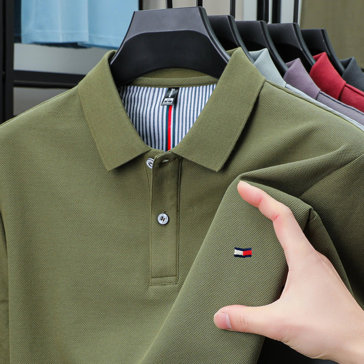Men's Soft Cotton Long Sleeve Polo Shirt | Refined Breathable Everyday Essential 7
