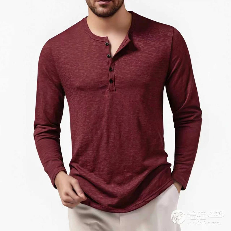 Men's Soft Fabric Long Sleeve T-Shirt | Casual Autumn Comfort Fit 4