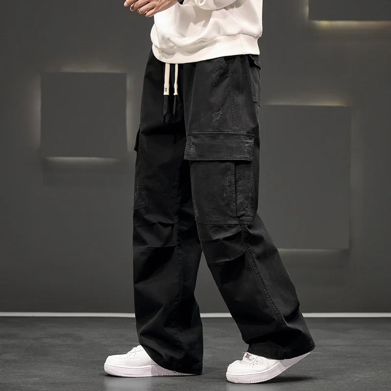 Men's Soft Fabric Wide-Leg Cargo Pants | Effortless Relaxed Street Style 5