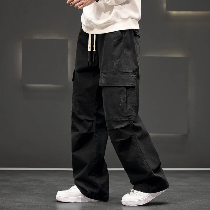 Men's Soft Fabric Wide-Leg Cargo Pants | Effortless Relaxed Street Style 5