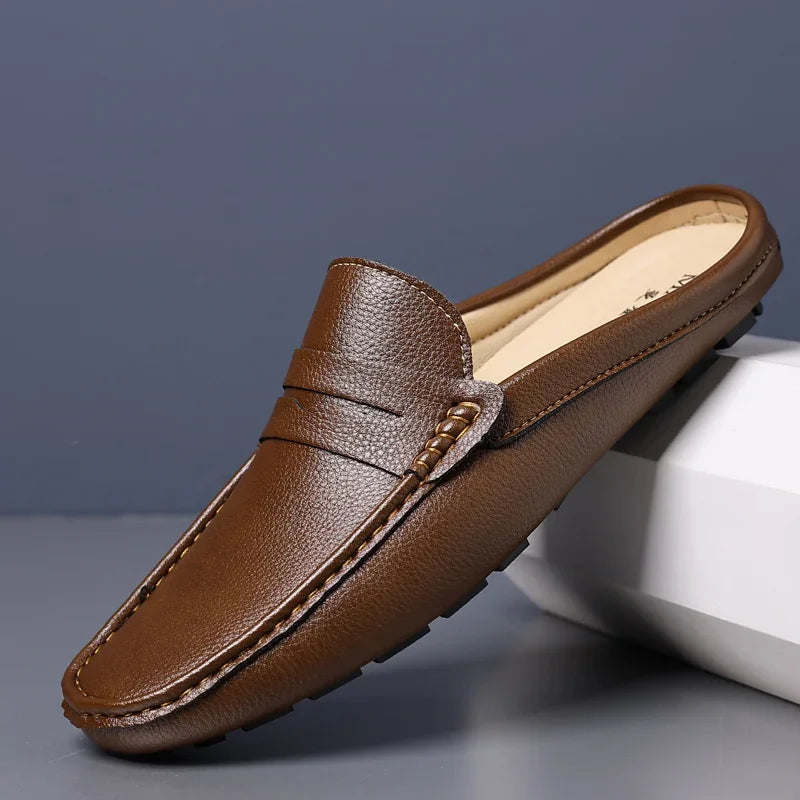 Men's Soft Leather Slip-On Loafers | Comfortable Casual Summer Flats