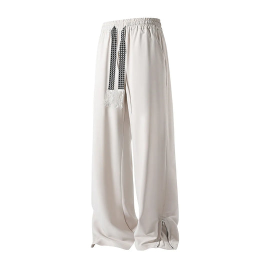 Men's solid casual pants with elastic waist and boot-cut fit