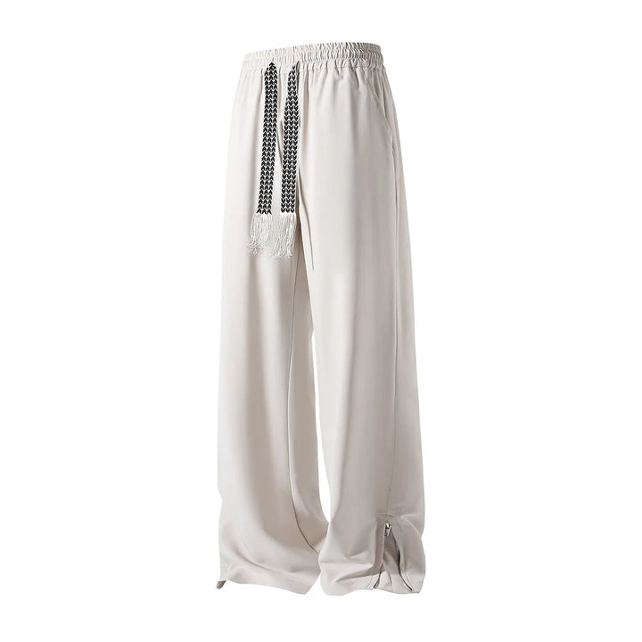 Men's solid casual pants with elastic waist and boot-cut fit