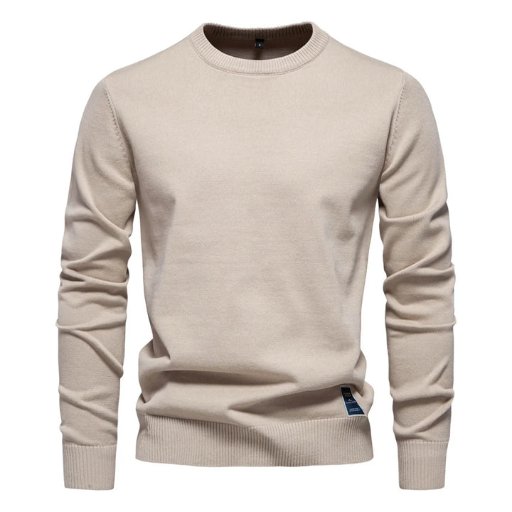 Men's Solid Color O-Neck Pullover Sweater | Tailored Warm Casual Essential
