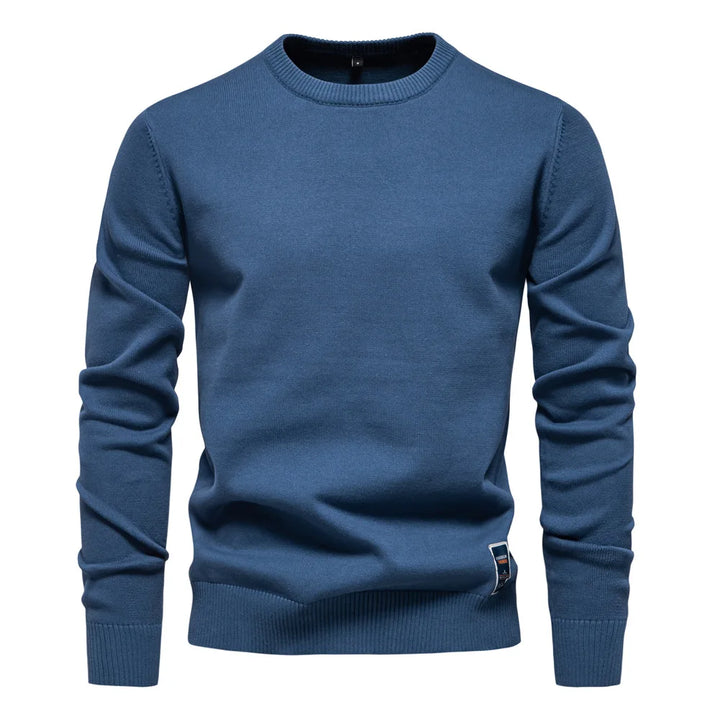 Men's Solid Color O-Neck Pullover Sweater | Tailored Warm Casual Essential