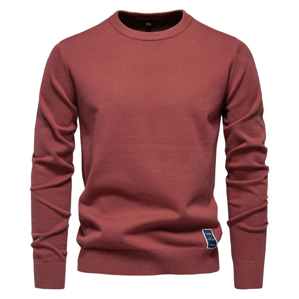 Men's Solid Color O-Neck Pullover Sweater | Tailored Warm Casual Essential
