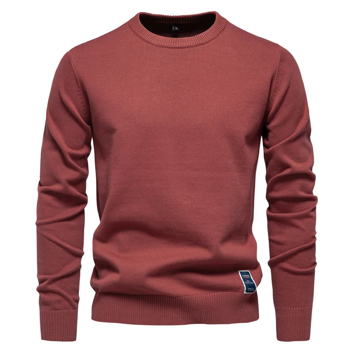 Men's Solid Color O-Neck Pullover Sweater | Tailored Warm Casual Essential