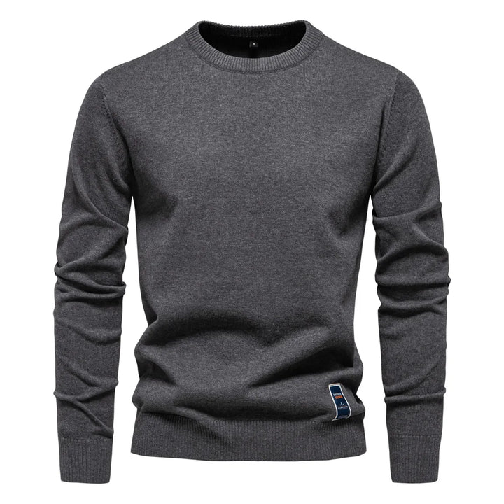 Men's Solid Color O-Neck Pullover Sweater | Tailored Warm Casual Essential