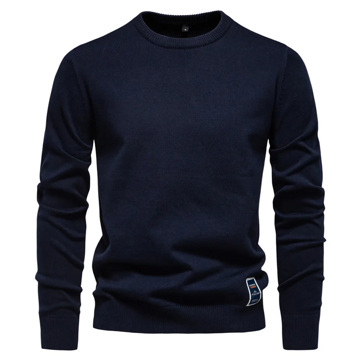 Men's Solid Color O-Neck Pullover Sweater | Tailored Warm Casual Essential