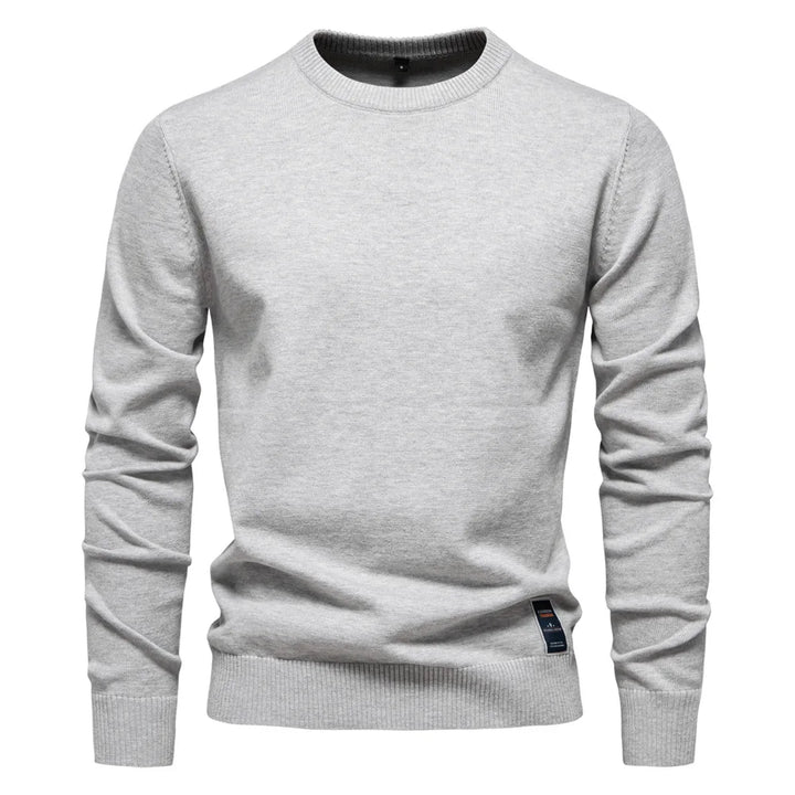 Men's Solid Color O-Neck Pullover Sweater | Tailored Warm Casual Essential