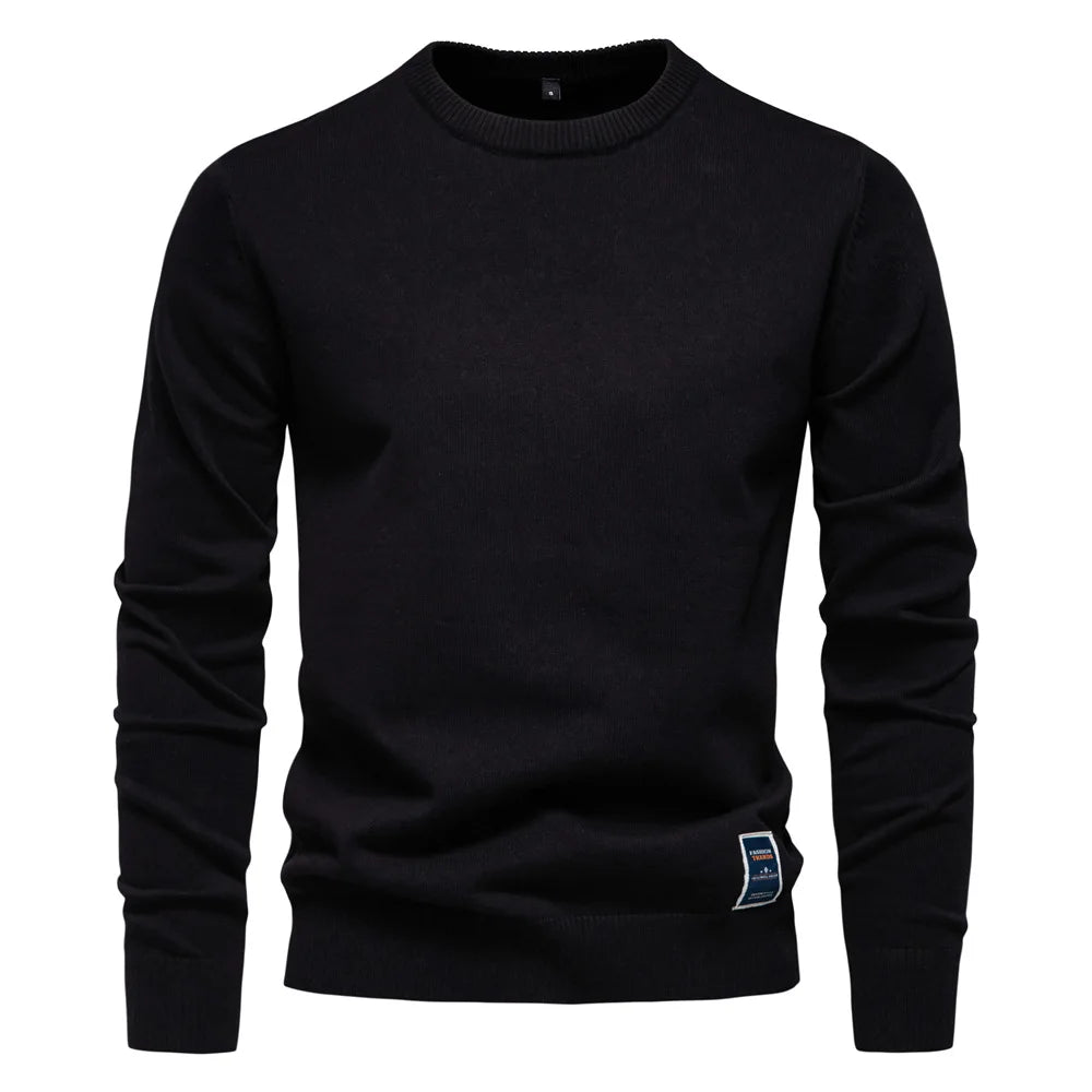 Men's Solid Color O-Neck Pullover Sweater | Tailored Warm Casual Essential