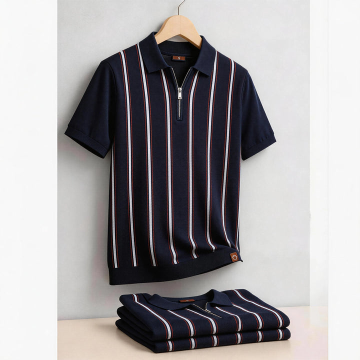 Men's Stripe Cotton Polo Shirt | Stylish Casual Short Sleeve Top