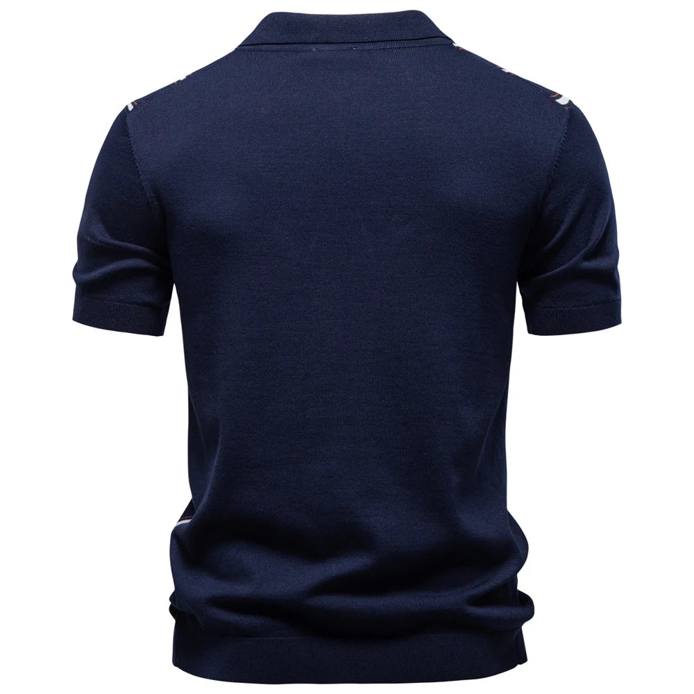 Men's Stripe Cotton Polo Shirt | Stylish Casual Short Sleeve Top