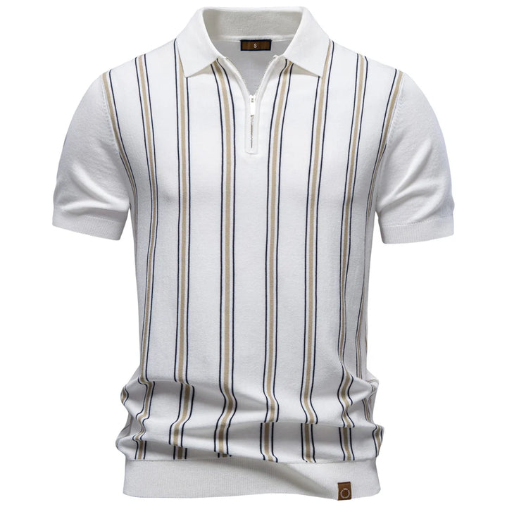 Men's Stripe Cotton Polo Shirt | Stylish Casual Short Sleeve Top