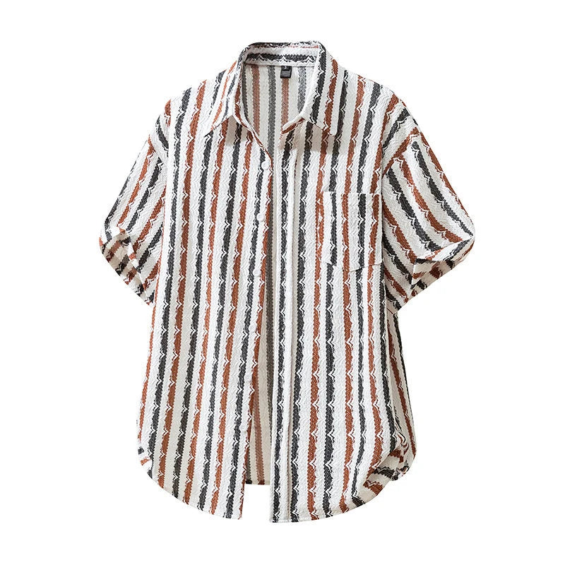 Men's Striped Knit T-Shirt | Vintage Textured Summer Essential 1