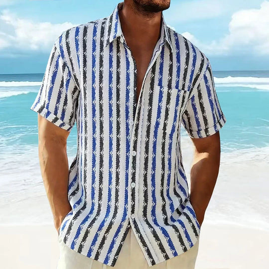 Men's Striped Knit T-Shirt | Vintage Textured Summer Essential 3