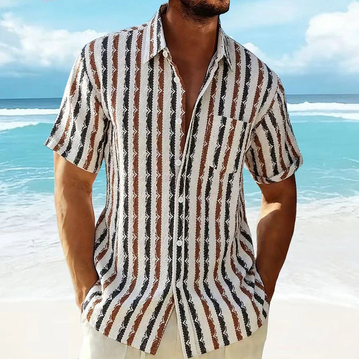 Men's Striped Knit T-Shirt | Vintage Textured Summer Essential 6